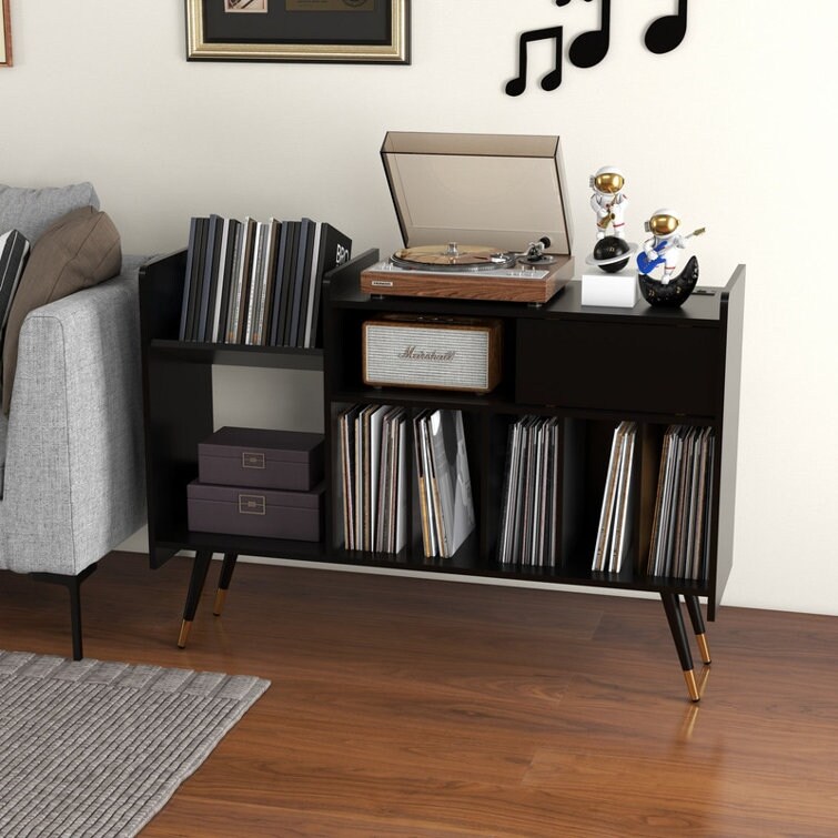 Costway 3-tier Rolling Turntable Stand Vinyl Record Storage Shelf with 3  Dividers & Wheels 