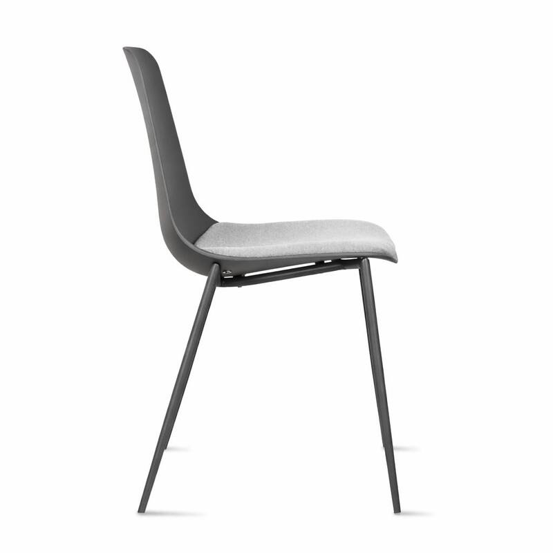 Set of 4 Plastic Dining Chairs Cushion Padded For Kitchen Metal Legs Guest Meeting Waiting Room Business Indoor Outdoor Patio