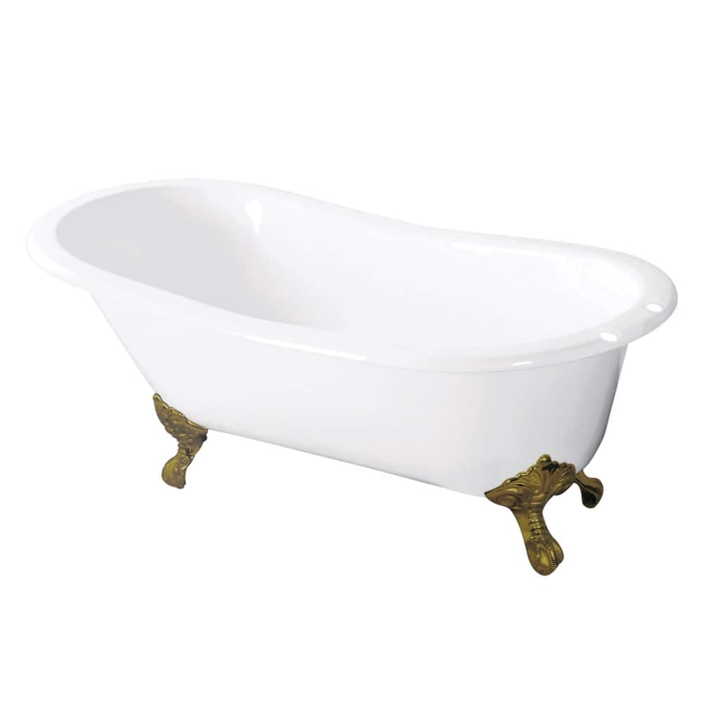 Kingston Brass Tazatina 54" Clawfoot Cast Iron Soaking Tub with