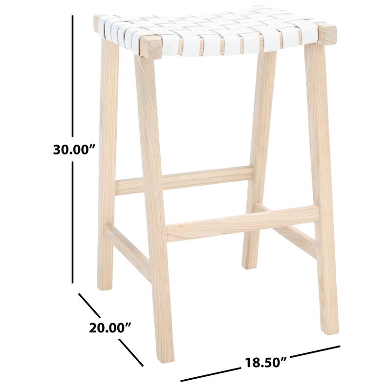 SAFAVIEH Remzija 30-inch Woven Leather Rectangle Bar Stool - 20" W x 19" D x 30" H