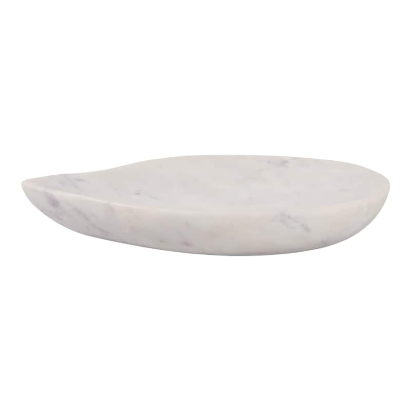 Marble Decorative Bowl Modern Accent Teardrop Shape - 10" White - 9.75" x 7" x 1.5" - White - 9.75" x 7" x 1.5"