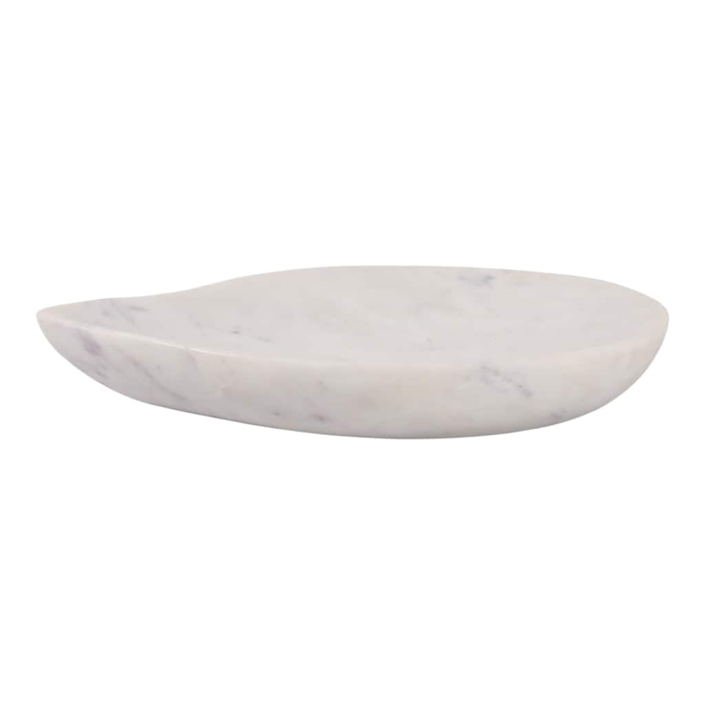 Marble Decorative Bowl Modern Accent Teardrop Shape - 10" White - 9.75" x 7" x 1.5"