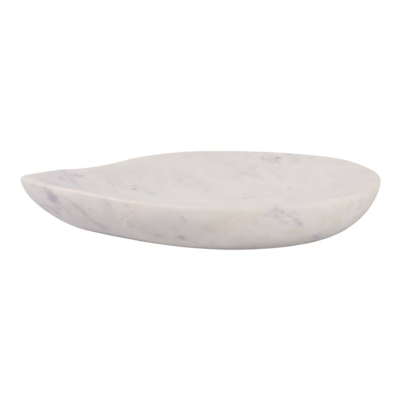 Modern Marble Decorative Bowl In Teardrop Shape - 10", White - 9.75"