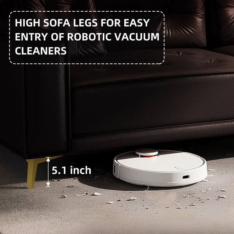 Oversized 3-in-1 Convertible Sofa Bed, 92.1" Faux Leather Square Arms Loveseat, Modern Pull-Out Sleeper Couch with Pillows