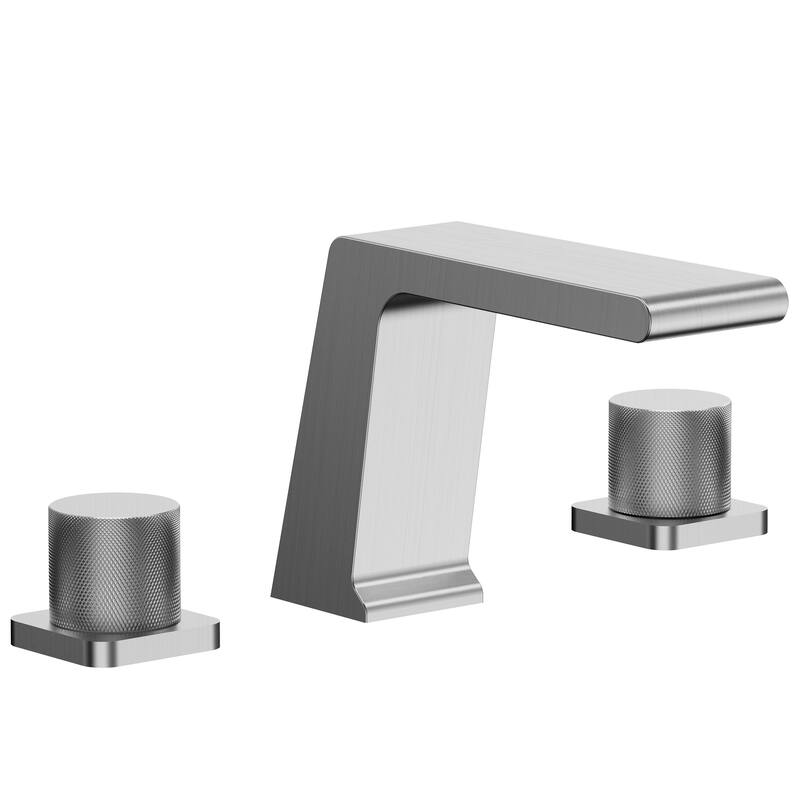 Widespread Bathroom Faucet Double Handle 3 Hole Bathroom Sink Faucet Waterfall Spout - Brushed Nickel