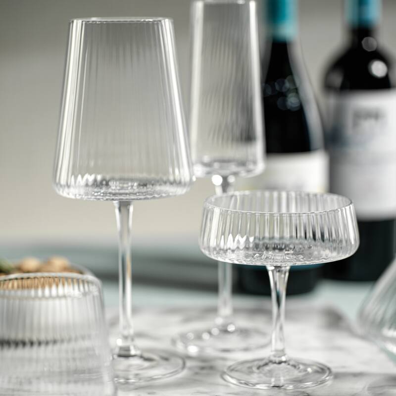 Benin Fluted Textured Wine Glasses, Set of 4
