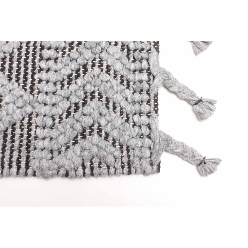 ECARPETGALLERY Braid weave Sienna Grey Wool Rug - 5'0 x 7'7