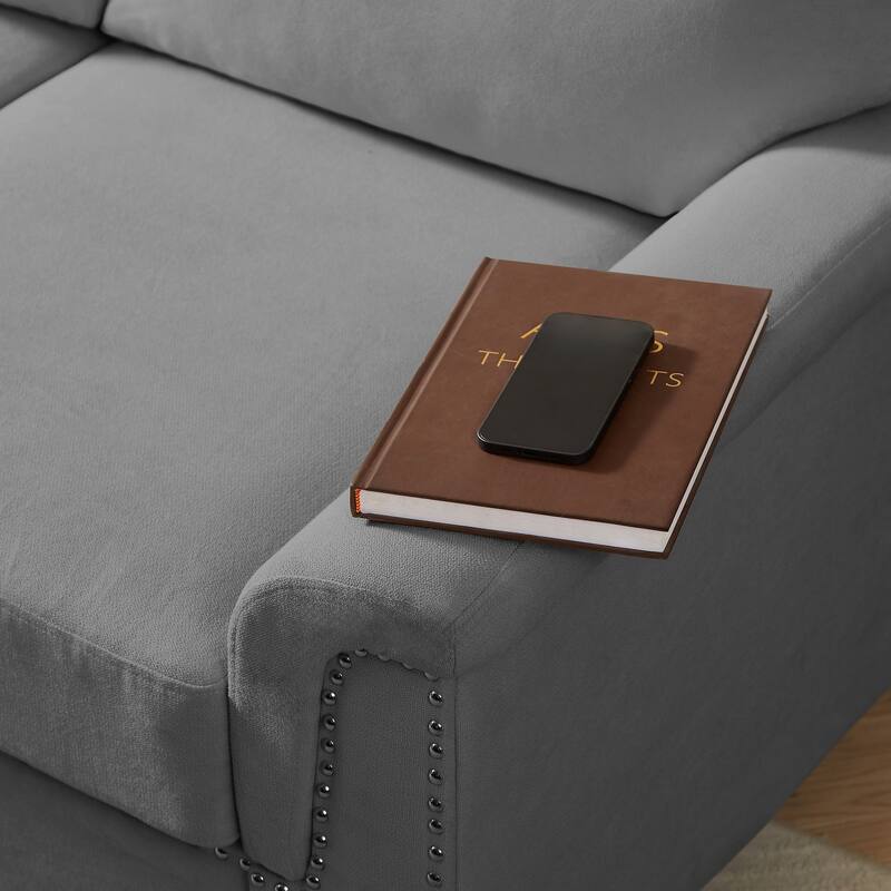 GDFStudio - Modern Snowfleece 3-Seater 82" Sofa with Rolled Arms