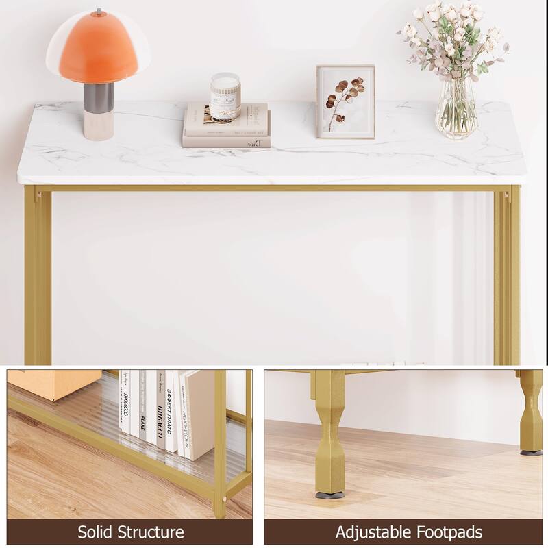2 Tier Retro Console Table with MDF Shelf Storage - 41.3"