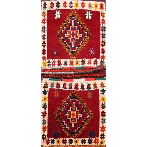 Red Tribal Saddle Bag Oriental Area Rug Wool Hand-knotted Carpet - 1'6" x 3'1"