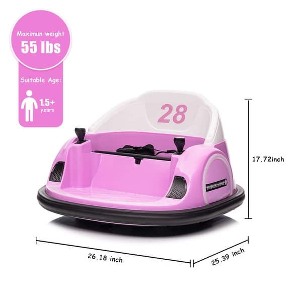 dimension image slide 4 of 5, 12V Kids Ride On Bumper Car with Remote Control and LED Lights