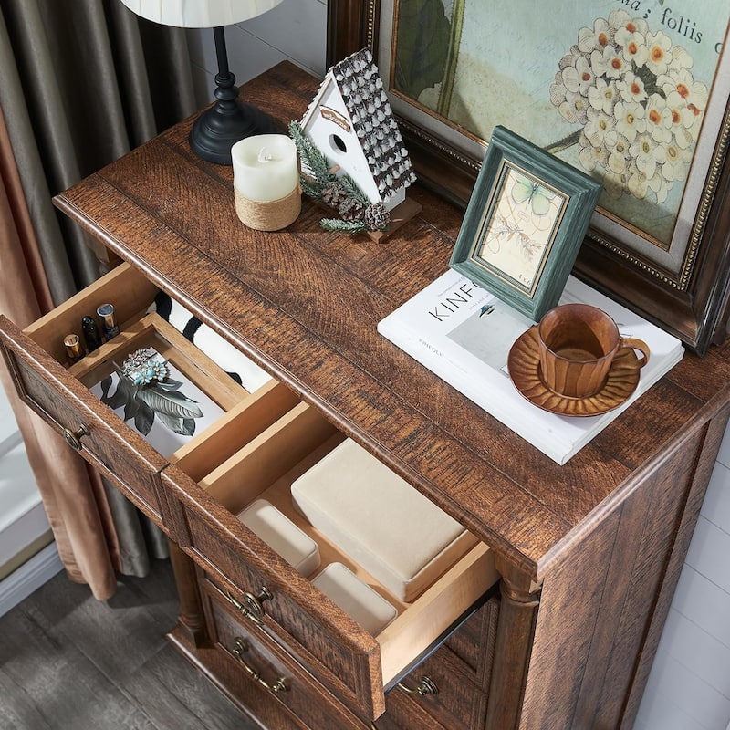 Farmhouse 6 Drawers Dresser Chests, Rustic Wood Chest of Drawers