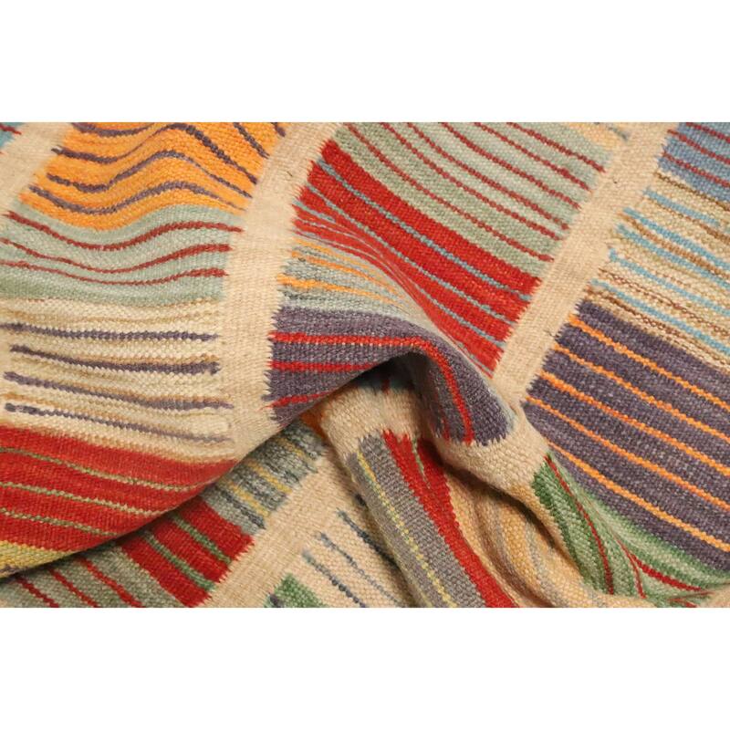 Hand Woven Oriental 100% Wool Carpet Southwestern Modern Multi-Colored Kilim Area Rug - 5' 1'' X 3' 3''