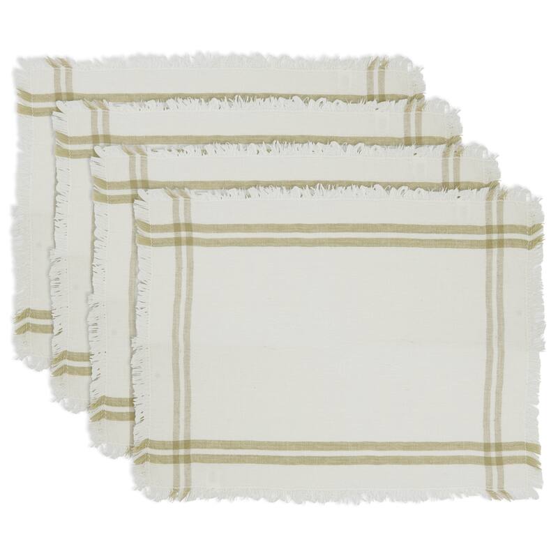 Trendy Fringed Stripe Placemat (Set of 4) - 13"x19"