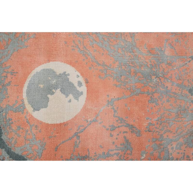 Hand Knotted Oriental Viscose Silk Carpet Modern Pictorial Multi-Colored Abstract Area Rug - 8' 0'' X 5' 0''