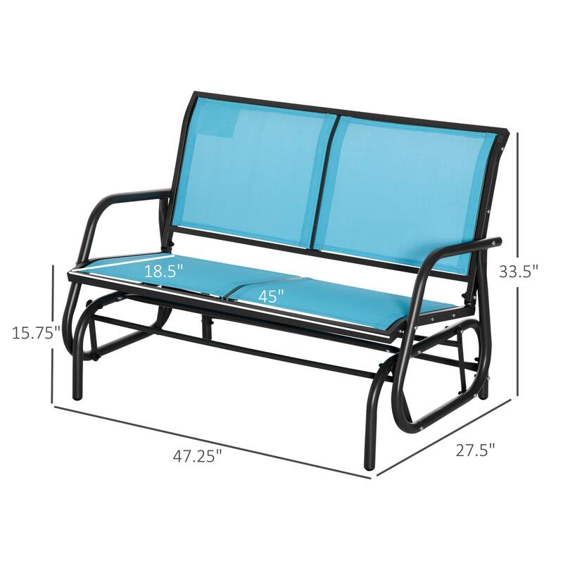 Outsunny 2-Person Glider Rocking Chair with Smooth Armrest, Breathable Mesh Fabric for Backyard Garden