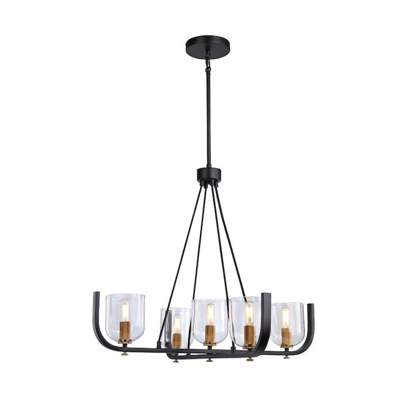 Artcraft Cheshire - 5-Light Chandelier - Black/Brass