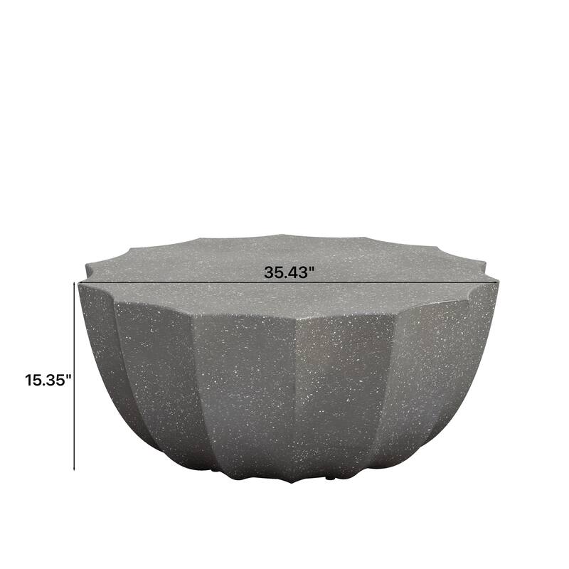 35.43" Modern Outdoor and Indoor Waterproof Coffee Table, Durable MgO Cement Design