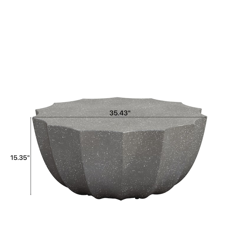 GDFStudio Thoren Magnesium Oxide Outdoor and Indoor Coffee Table with Weather-Resistant Surface