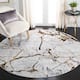 SAFAVIEH Amelia Fietje Modern Abstract Distressed Rug - 5' Round - Grey/Gold