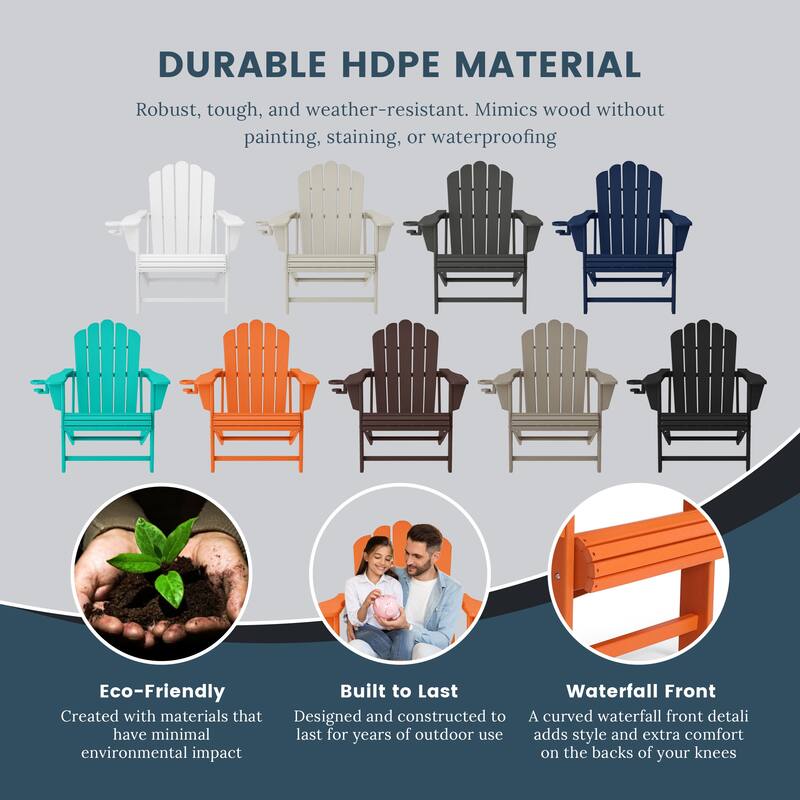 Aderson Outdoor Poly Adirondack Chair with Ottoman 4-Piece Set