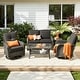 preview thumbnail 4 of 38, HOOOWOOO 5-piece Grey Wicker Chat Set Patio Conversation Set with Swivel Chairs Black