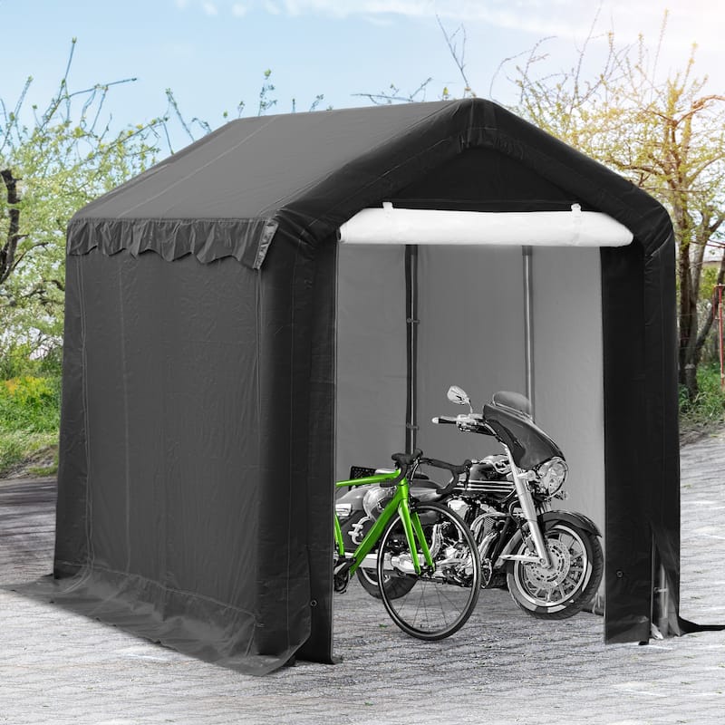 6 ft. x 8 ft. Outdoor Carport Gazebo Canopy Tent with Sidewalls - 6*8 Ft. - Grey - 6*8 Ft.