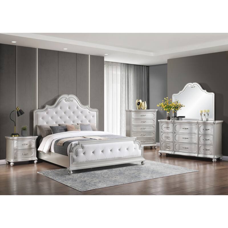 Cosmos Roma Button Tufted Bedroom Set - Queen - 5 Piece