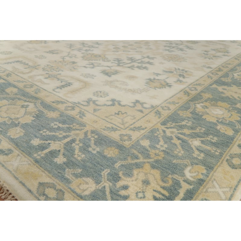 Oushak Indian Area Rug Handmade Wool Carpet - 7'10" x 10'2" - Ivory/Beige - 7'10" x 10'2"