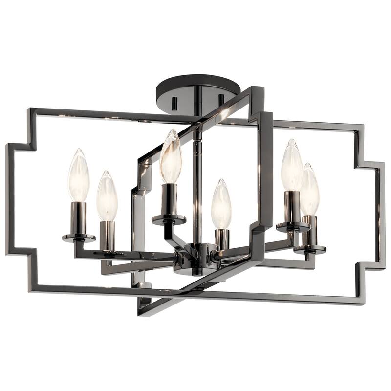 Kichler Downtown Deco 21.5 inch 6 Light Convertible Chandelier/Semi Flush in Midnight Chrome