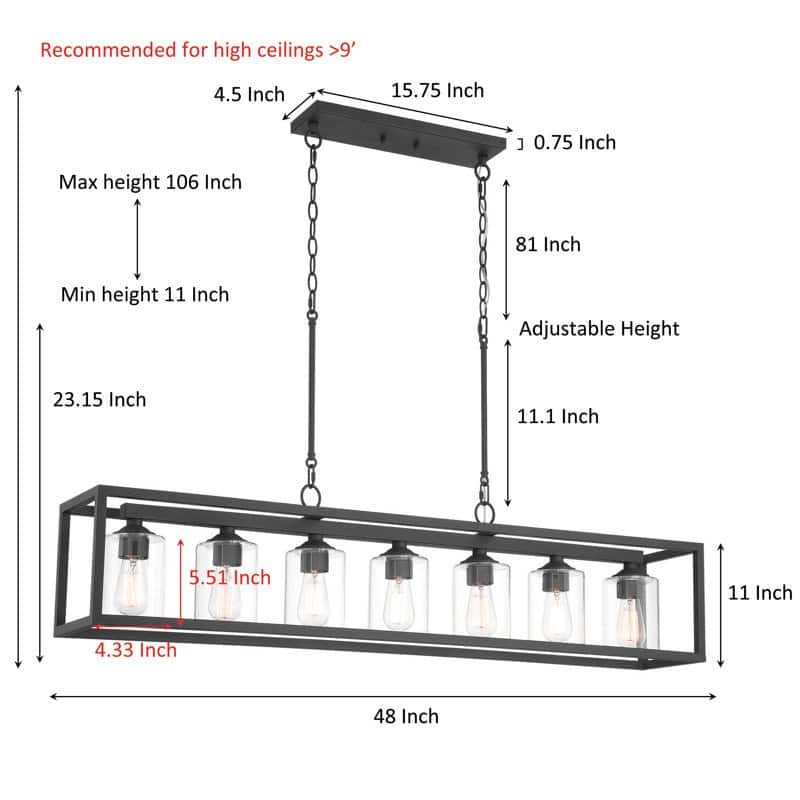 Acroma 7 Lights 52In Modern Kitchen Chandelier - UL - N/A