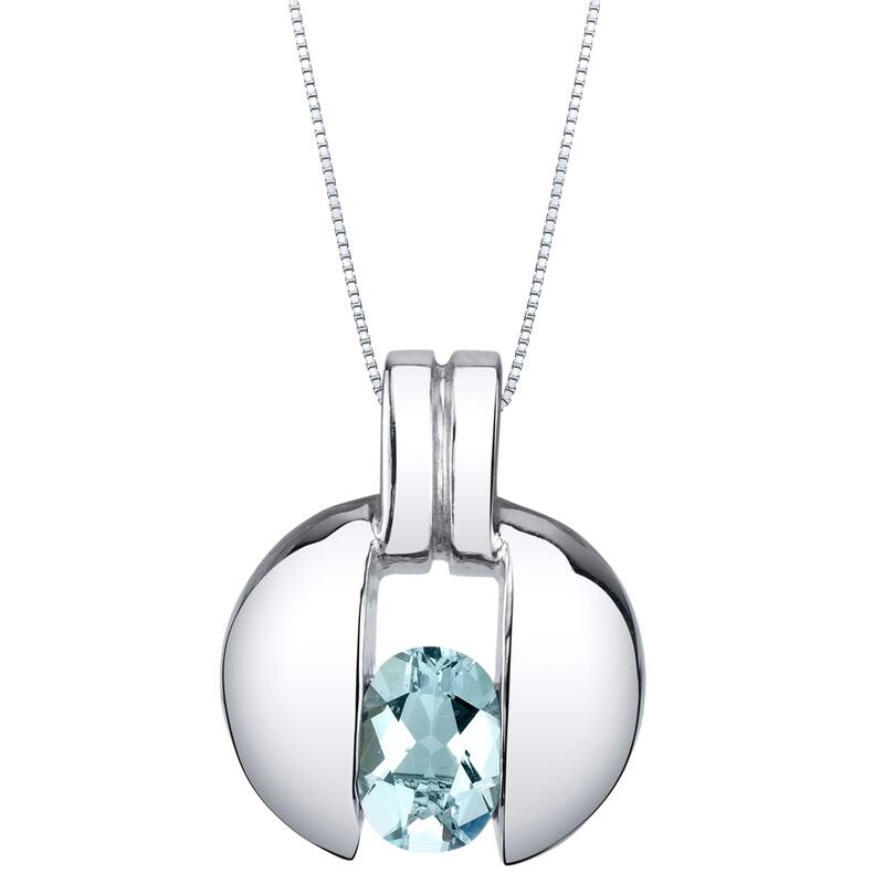 0.75 ct Aquamarine Pendant in Sterling Silver