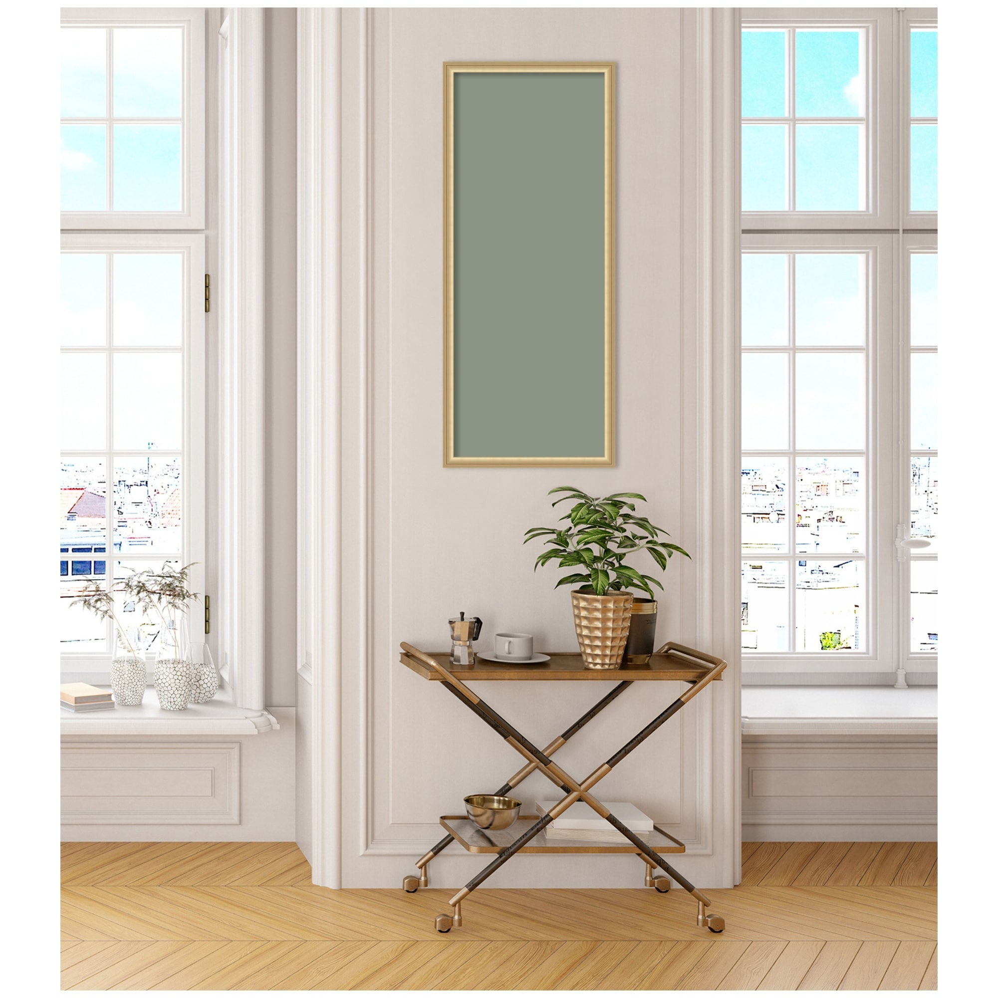 Kate and Laurel Framed Fabric Pinboard Pale Sage Green Wall Organization