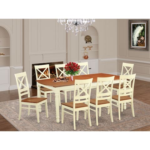 9-piece Dining Room Set Includes Wooden Table and 8 Kitchen Chairs - Buttermilk and Cherry Finish