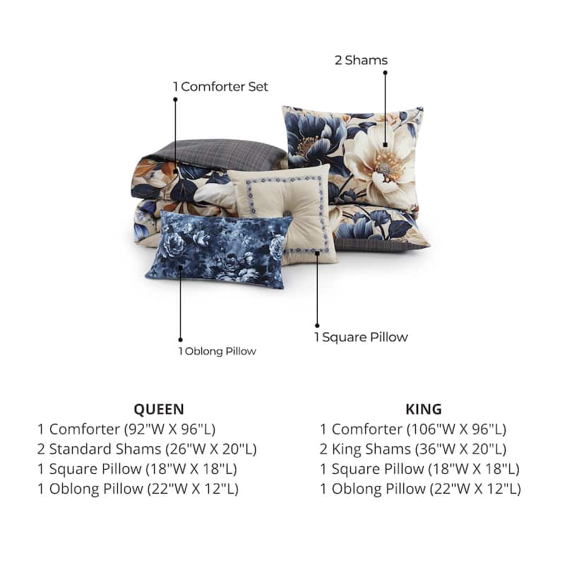 Bebejan English Manor 100% Cotton Sateen 5 Piece Reversible Comforter Set