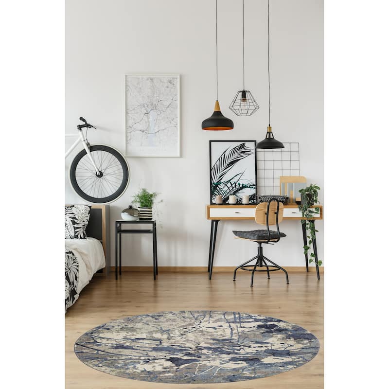 Olympia Collection Blue/Gray Abstract Transitional Design Area Rug