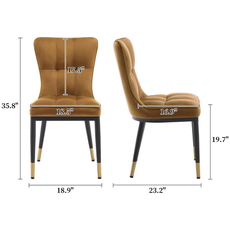 Modern Velvet Upholstered Dining Chairs, Set of 2/4 - 35.8"H x 18.9"W x 23.2"D