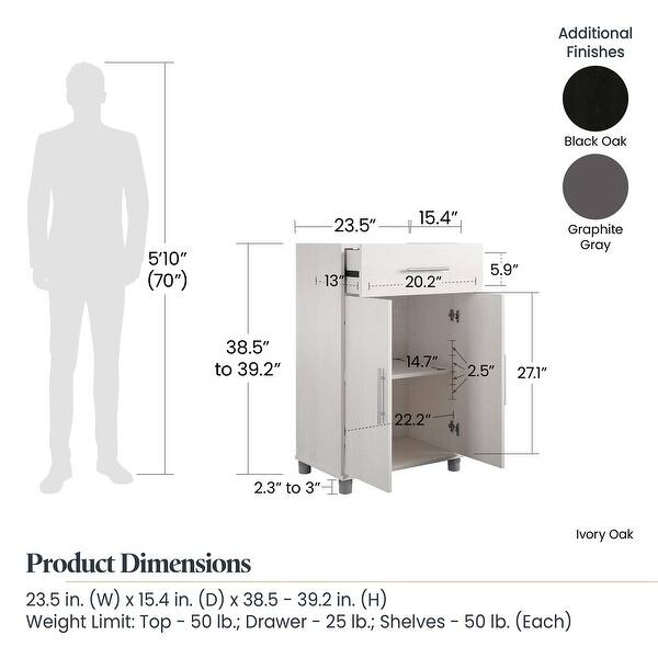 Evolution Westford 2 Door/1 Drawer Garage Storage Black Oak