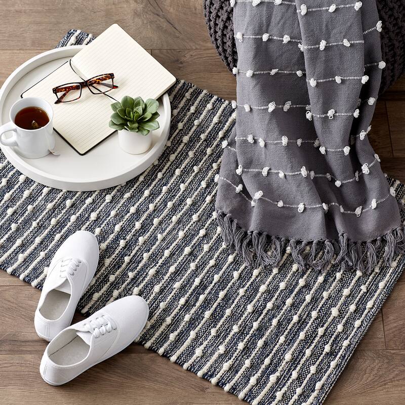 DII French Blue Recycled Cotton Loop Rug - 2x3