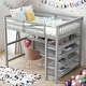 preview thumbnail 1 of 43, 2 Beds In 1 Twin Size Loft Bed With Two Built-in Desks for Home Grey
