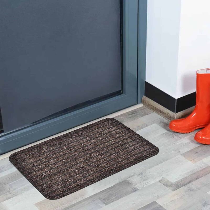 Outdoor Front Door Mat Chloe Polypropylene Latex Rug 24x16 Brown
