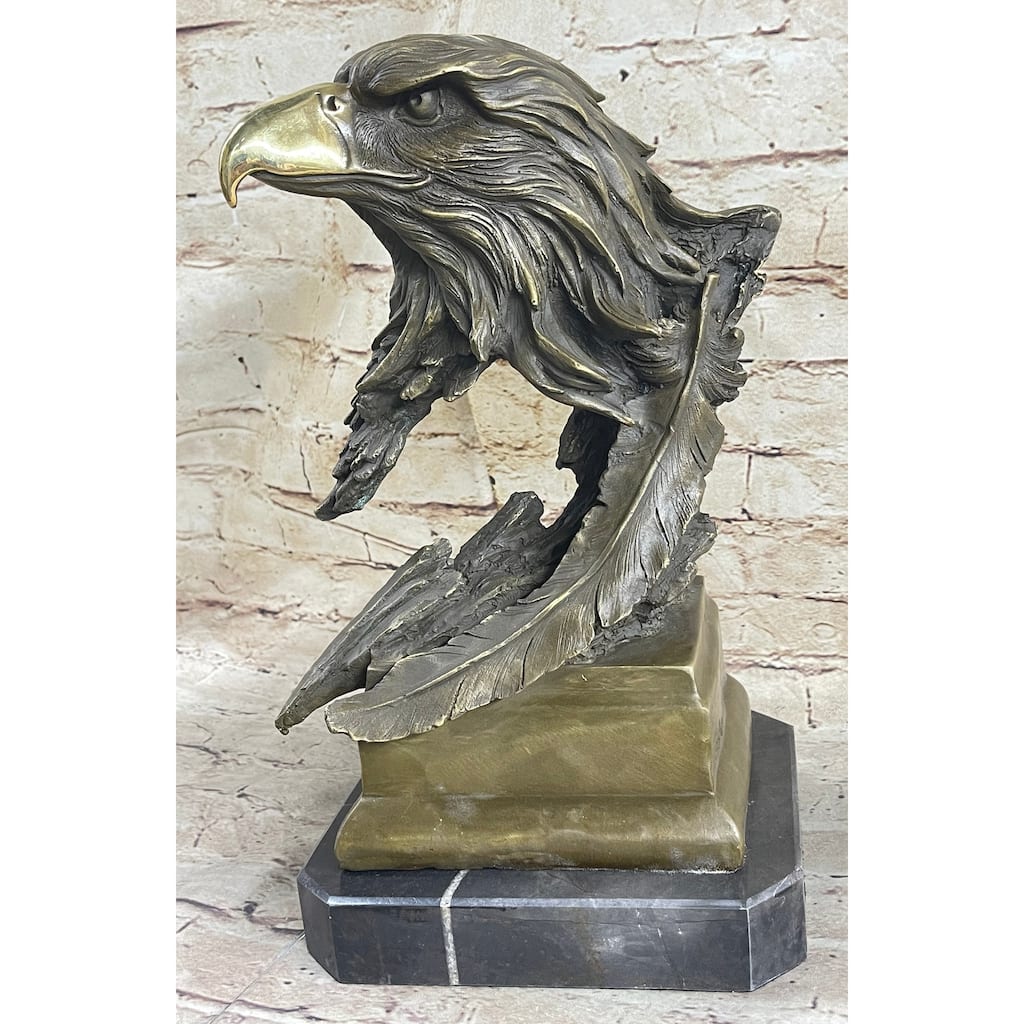 Original Life Size American Bald Eagle Bronze Bust Sculpture Extra Large Figure