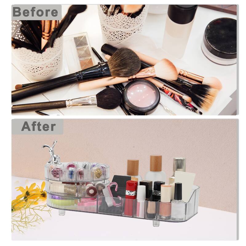 Makeup Organizer Rotating Makeup Organizer for Vanity for Lotions Brushes Clear - 13.78"x5.91"x5.51"