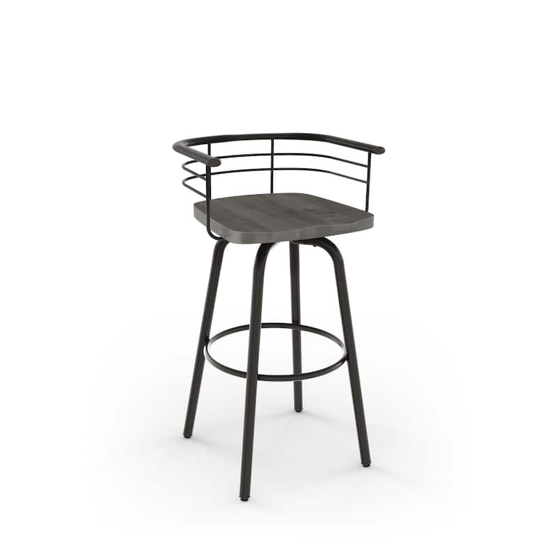 Amisco Brisk Swivel Counter Stool with Distressed Wood Seat