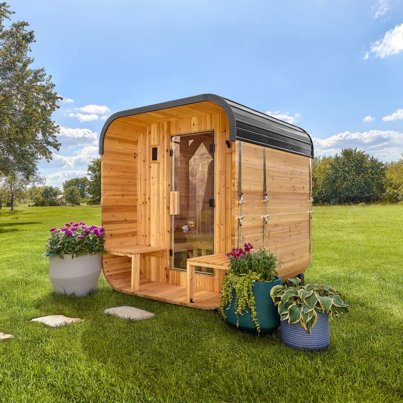 Backyard Discovery Lennon 2-4 Person Outdoor Cube Sauna, Porch