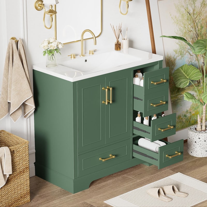 36-inch Traditional Bathroom Vanity with Resin Sink by Harper&Bright Designs