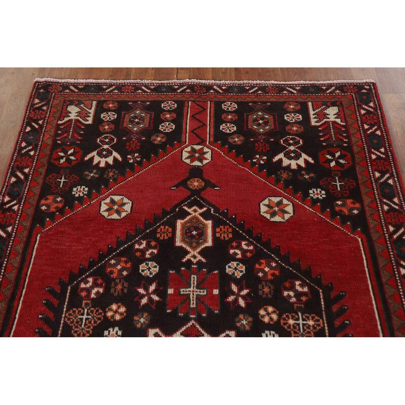 Hamedan Persian Vintage Area Rug Handmade Wool Carpet - 4'0"x 7'0"