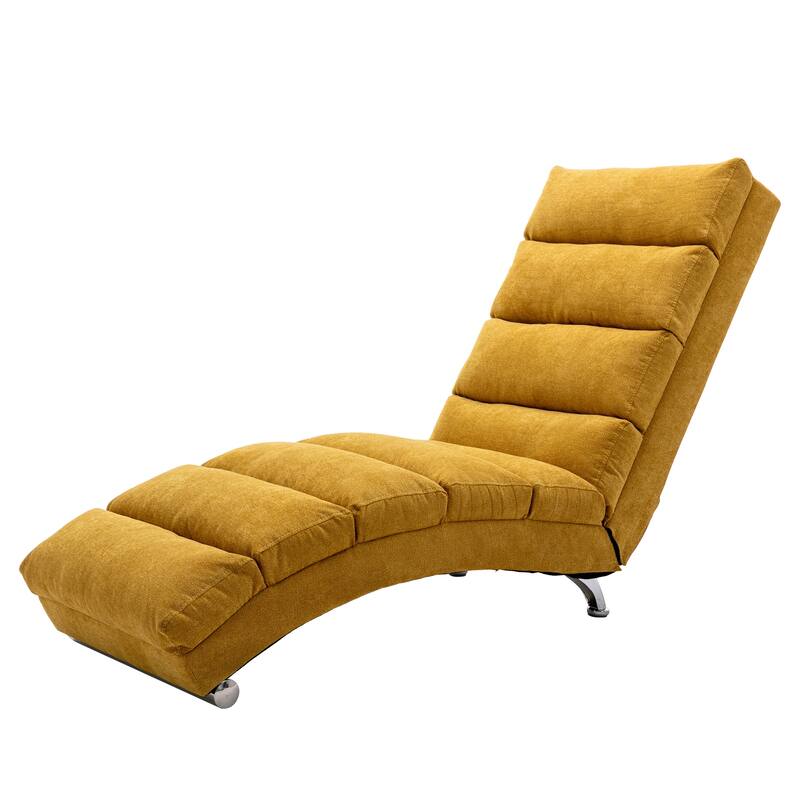 Mustard Modern 21.65" High Back Upholstered Chaise Lounge Chair with Remote Control and Ergonomic Electric Massage