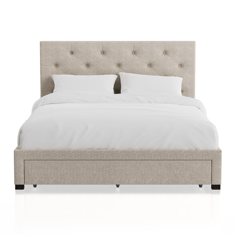Furniture of America Malaer Modern Button Tufted 1-drawer Platform Bed