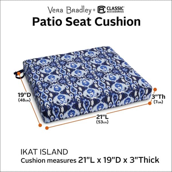 dimension image slide 10 of 11, Vera Bradley by Classic Accessories Water-Resistant Patio Seat Cushion